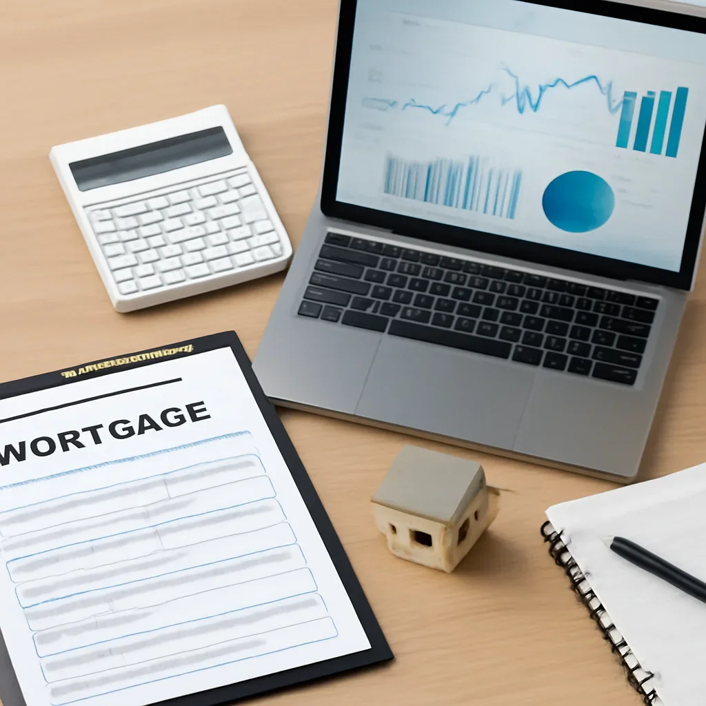 7 First-Time Home Buyer Mistakes to Avoid supporting image with mortgage documents and digital planning tools