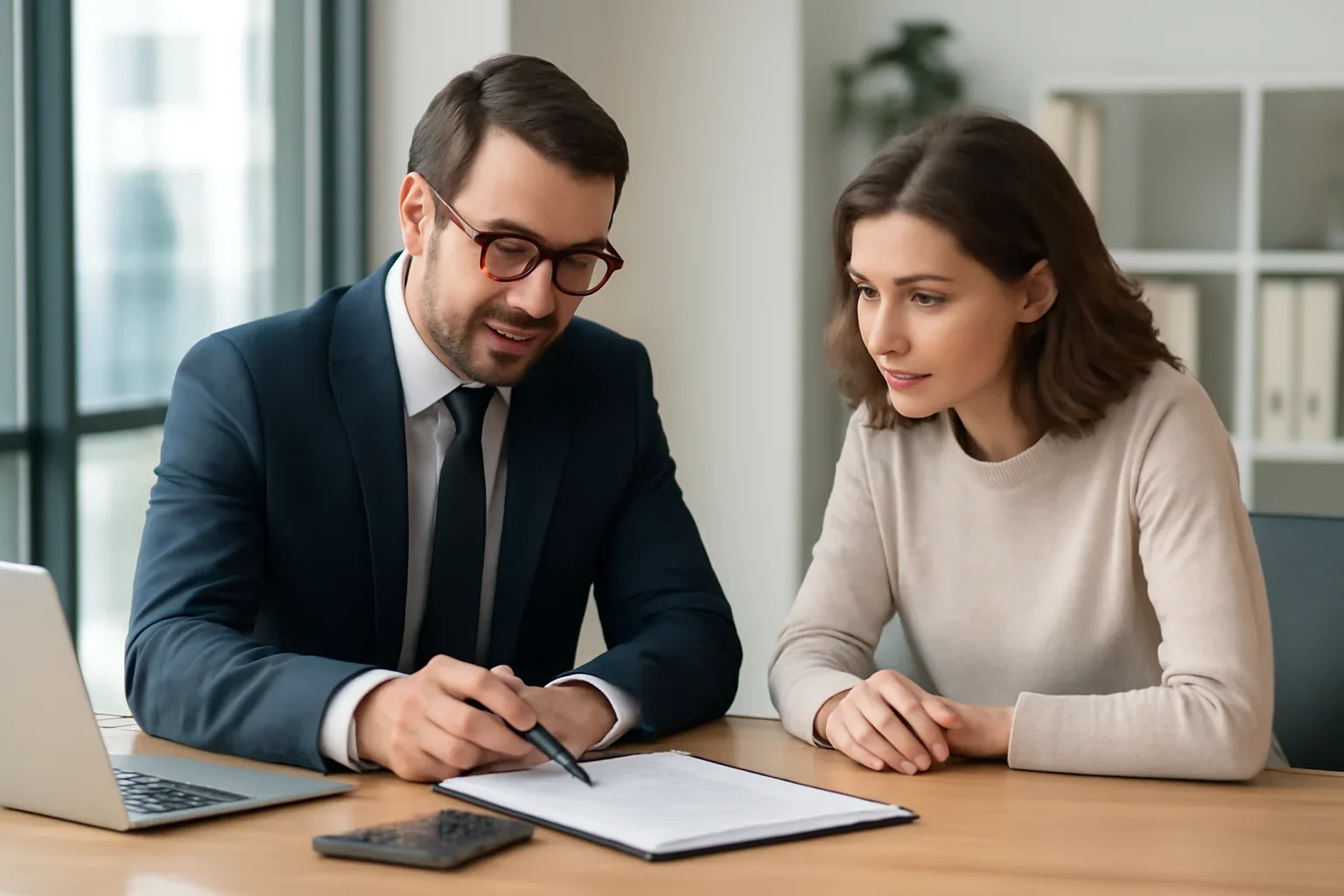 ARM vs Fixed Mortgage When Rates Are Uncertain hero image with advisor and borrower reviewing mortgage strategy