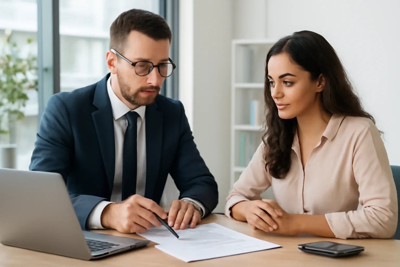 Bank Statement Loans for Self-Employed Borrowers hero image with advisor and borrower reviewing mortgage strategy
