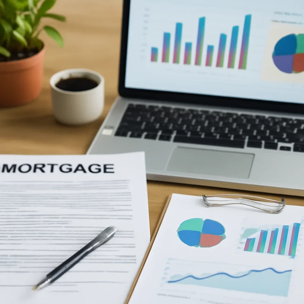 Bank Statement Loans for Self-Employed Borrowers supporting image with mortgage documents and digital planning tools