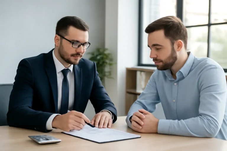 DSCR vs Bank Statement Loan for Investors hero image with advisor and borrower reviewing mortgage strategy