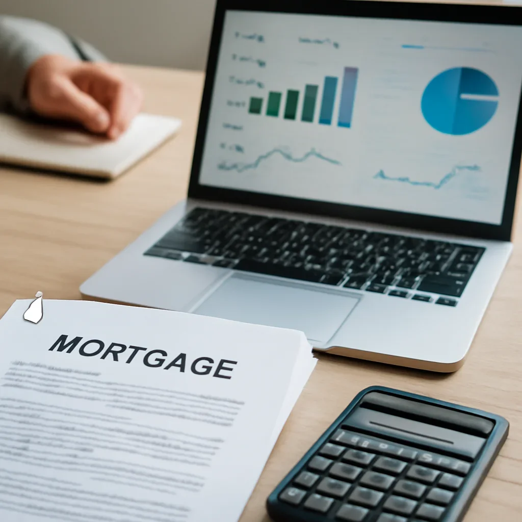 DSCR vs Bank Statement Loan for Investors supporting image with mortgage documents and digital planning tools