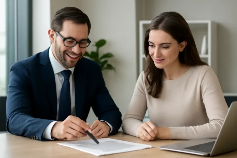Jumbo vs Conventional High-Balance Mortgage hero image with advisor and borrower reviewing mortgage strategy