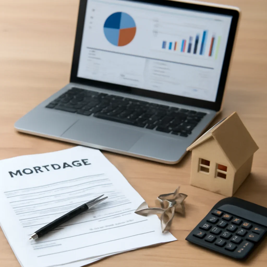 What Is a Bridge Loan in Real Estate? supporting image with mortgage documents and digital planning tools