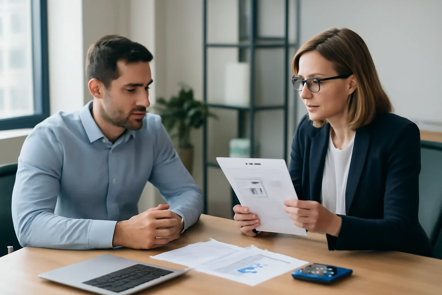 Case Studies hero image showing a borrower and advisor reviewing mortgage strategy