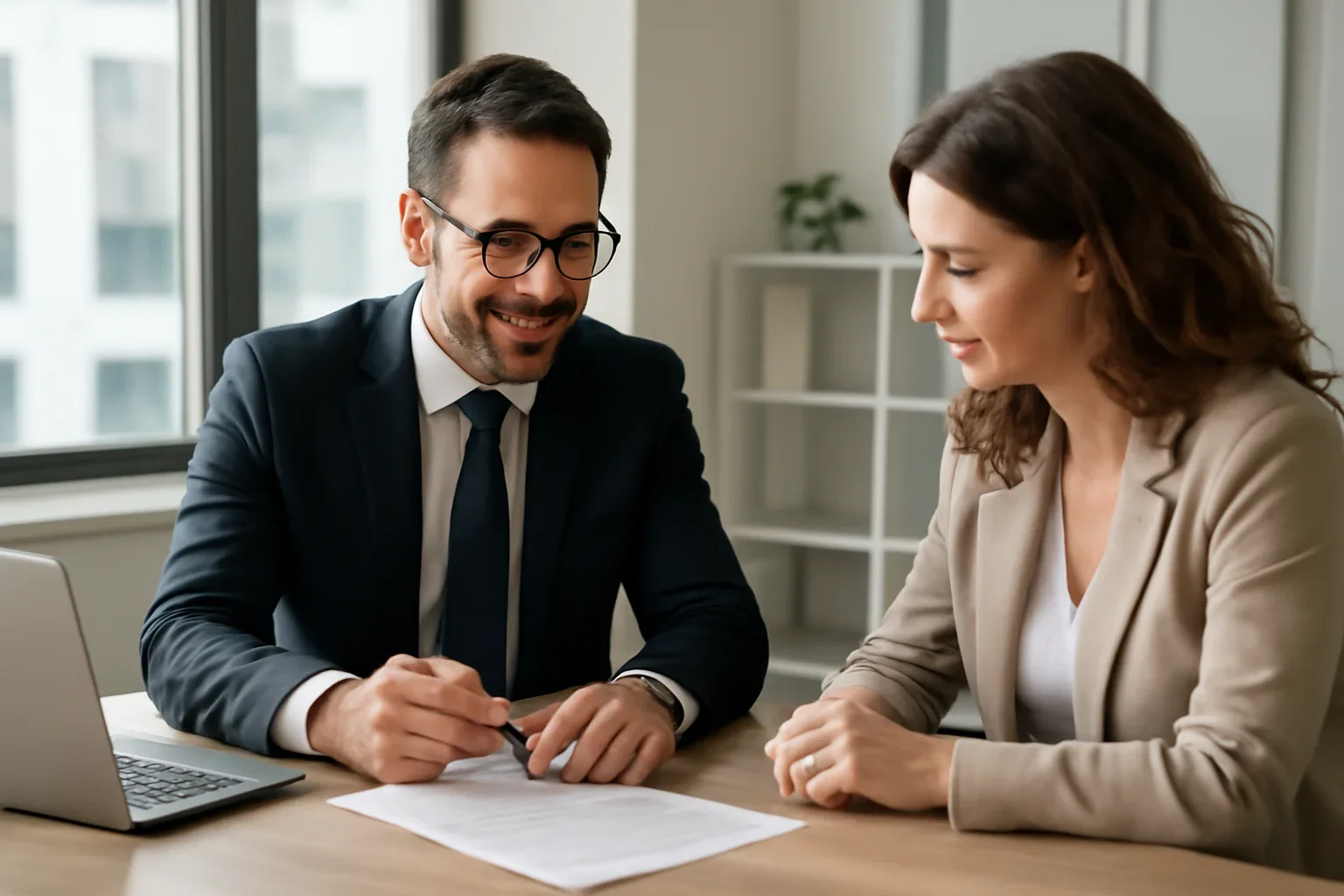 Bridge Loan vs Hard Money hero image with advisor and borrower reviewing mortgage strategy