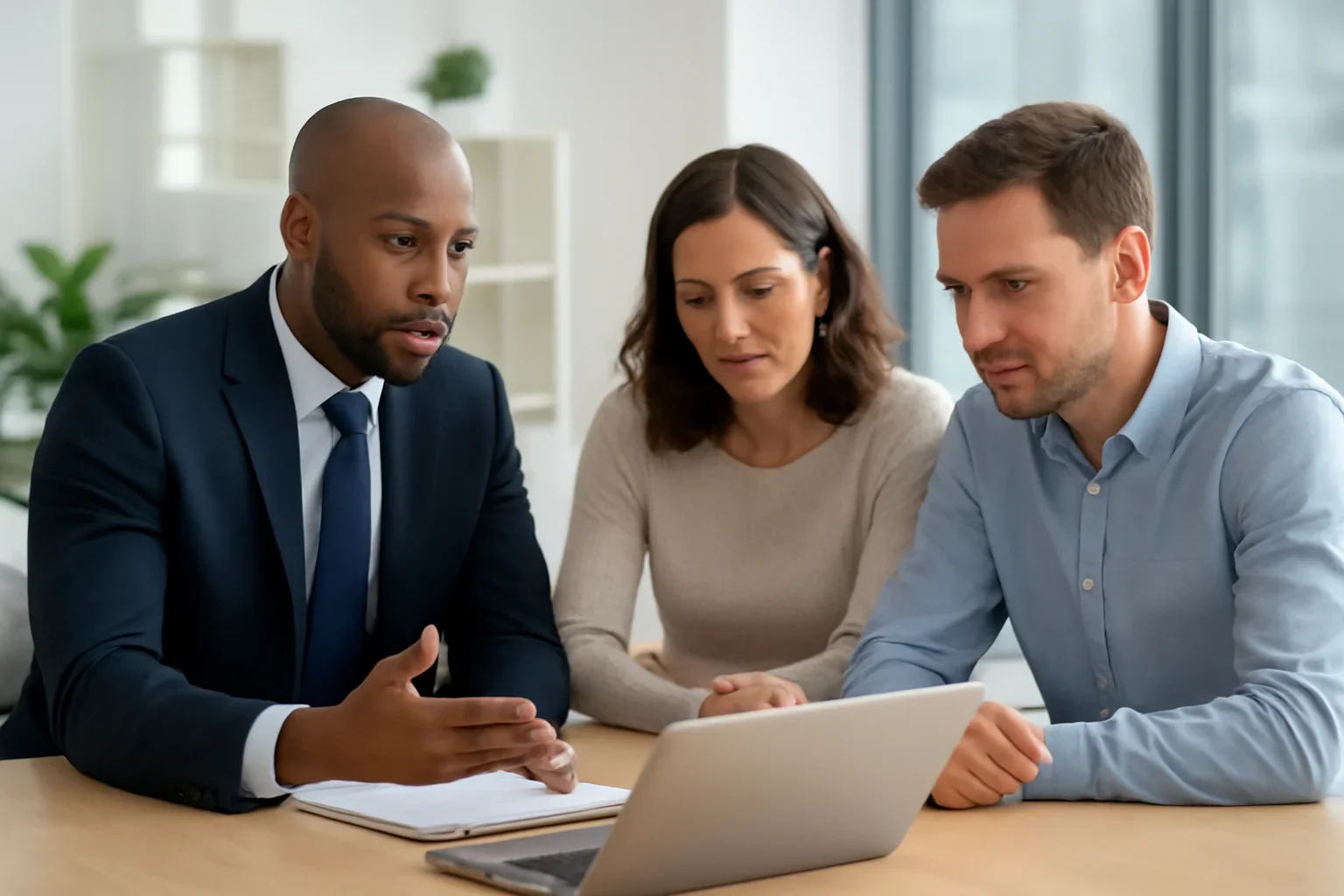 HELOC vs Cash-Out Refinance hero image with advisor and borrower reviewing mortgage strategy