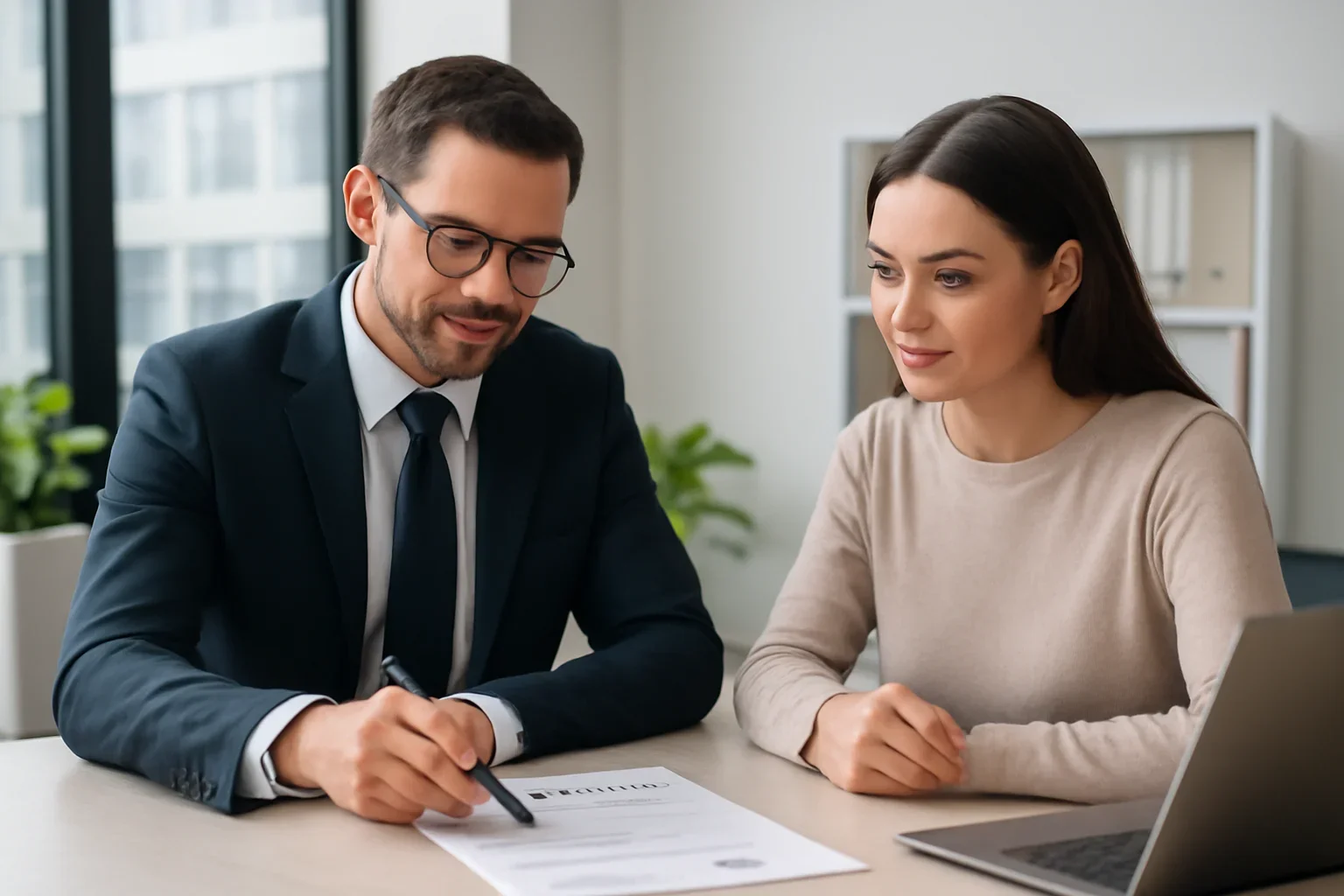 Mortgage Broker vs Bank hero image with advisor and borrower reviewing mortgage strategy