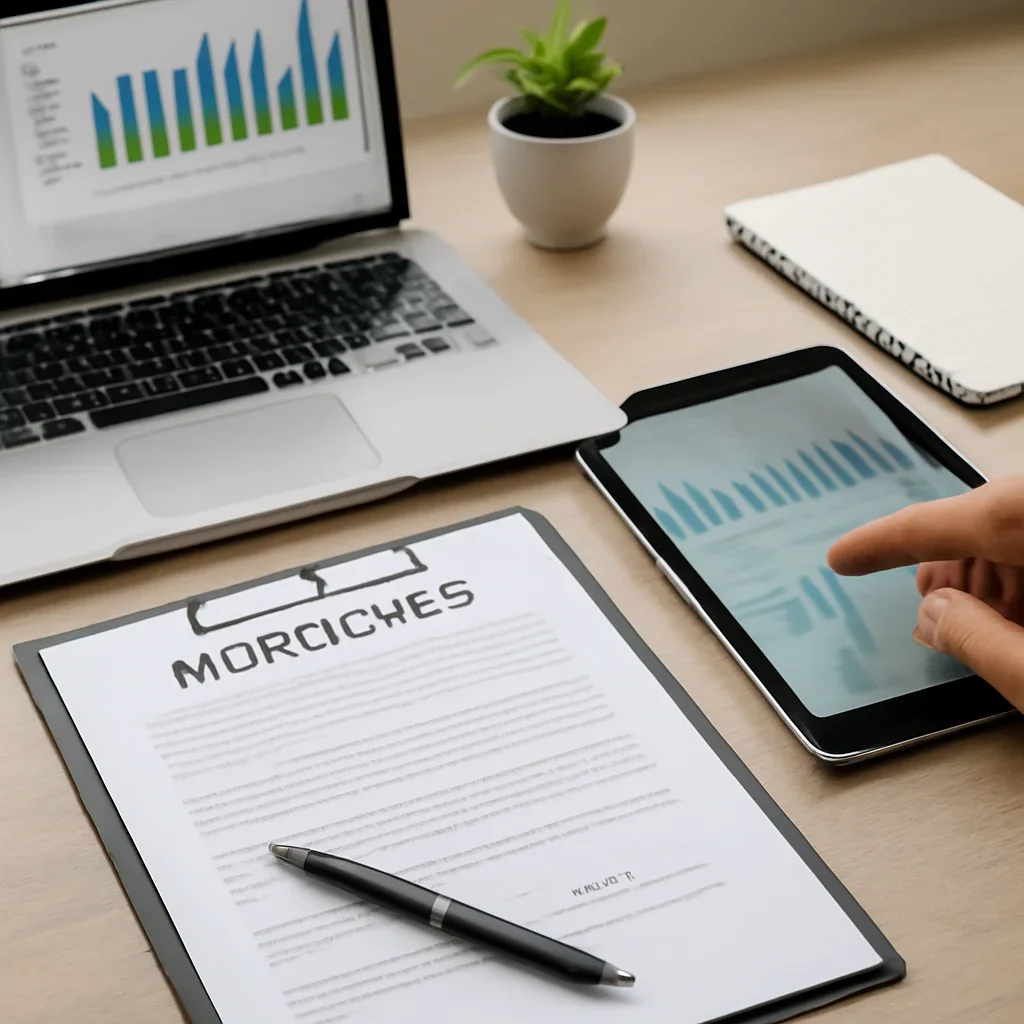 Mortgage Broker vs Bank supporting image with mortgage documents and digital planning tools