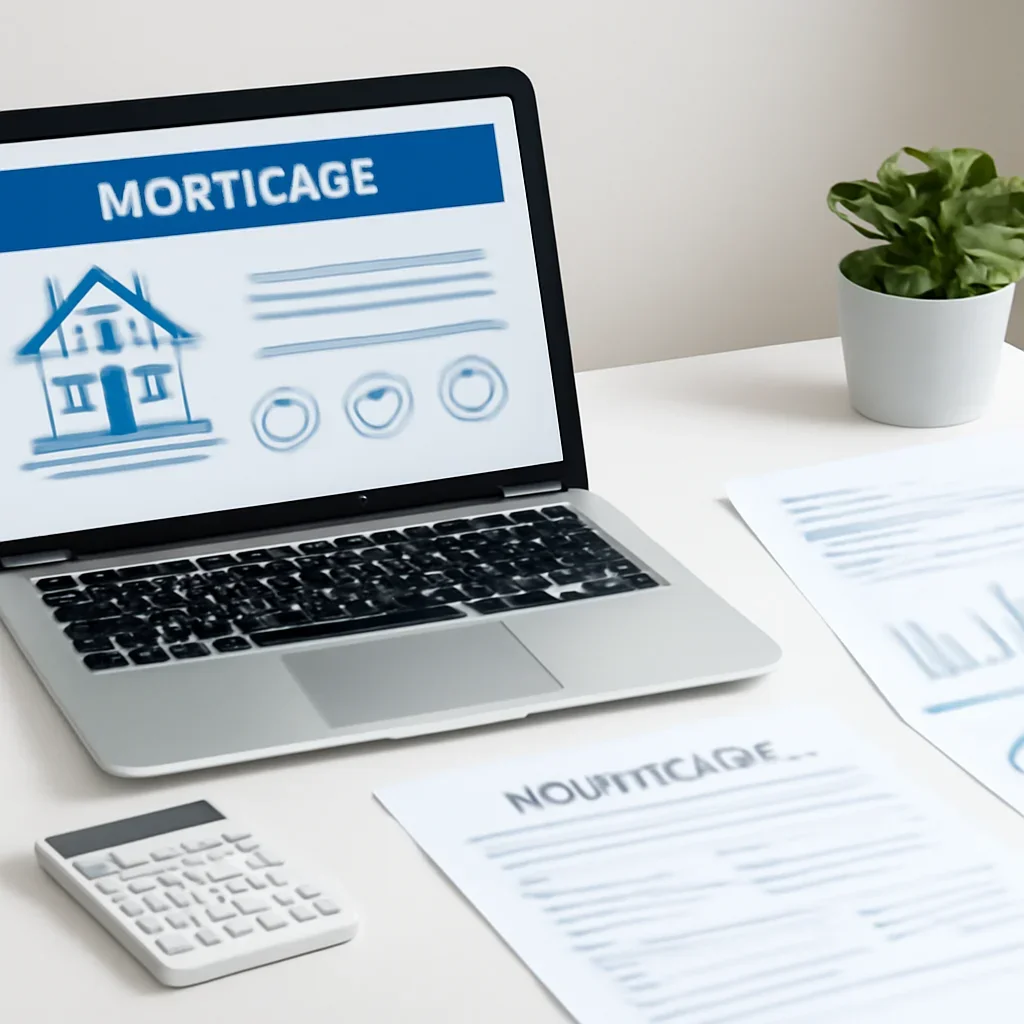 FAQ supporting image with digital mortgage tools and paperwork