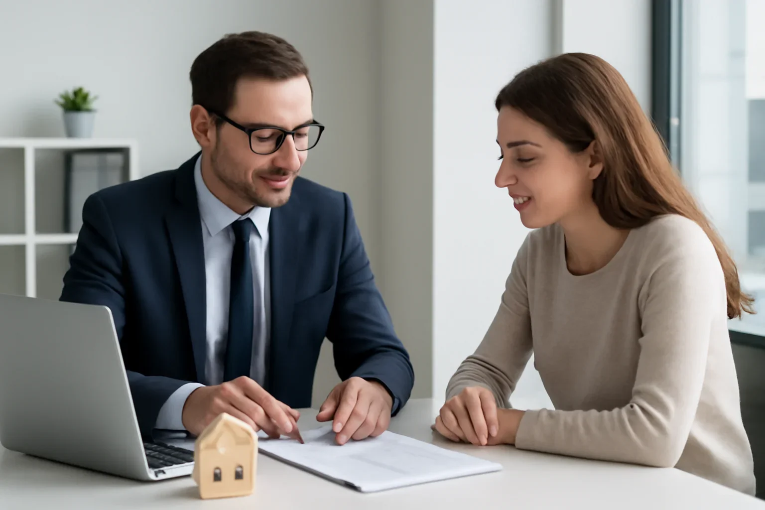 Secure Document Upload hero image with advisor and borrower reviewing mortgage strategy