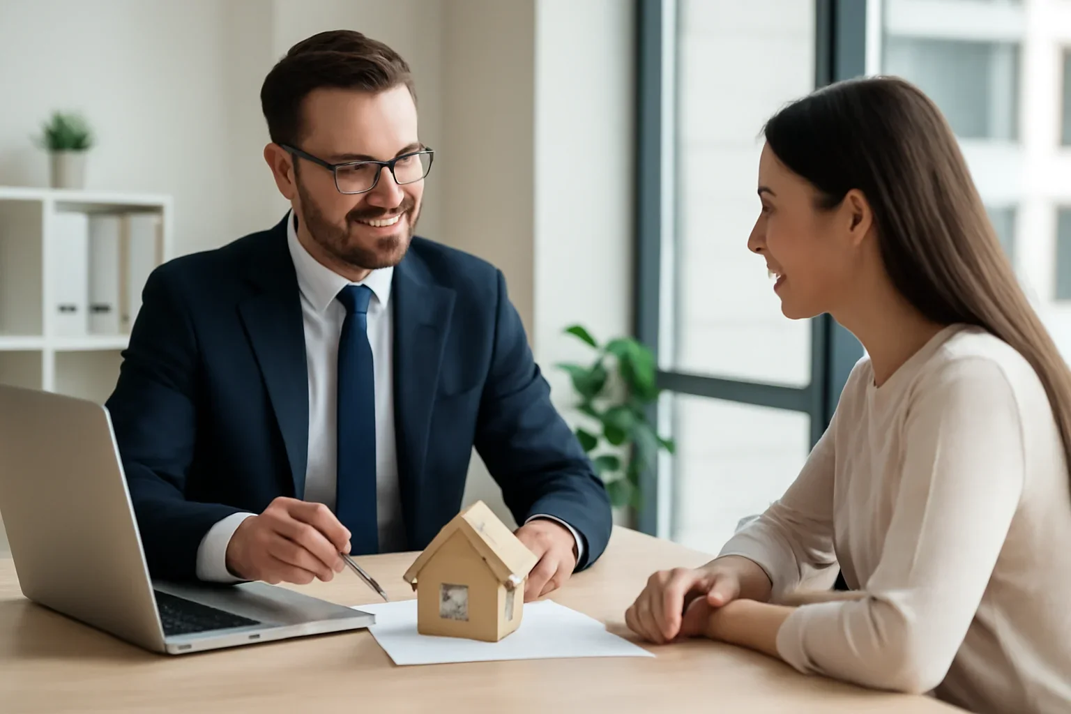 Quick Pre-Approval hero image with advisor and borrower reviewing mortgage strategy