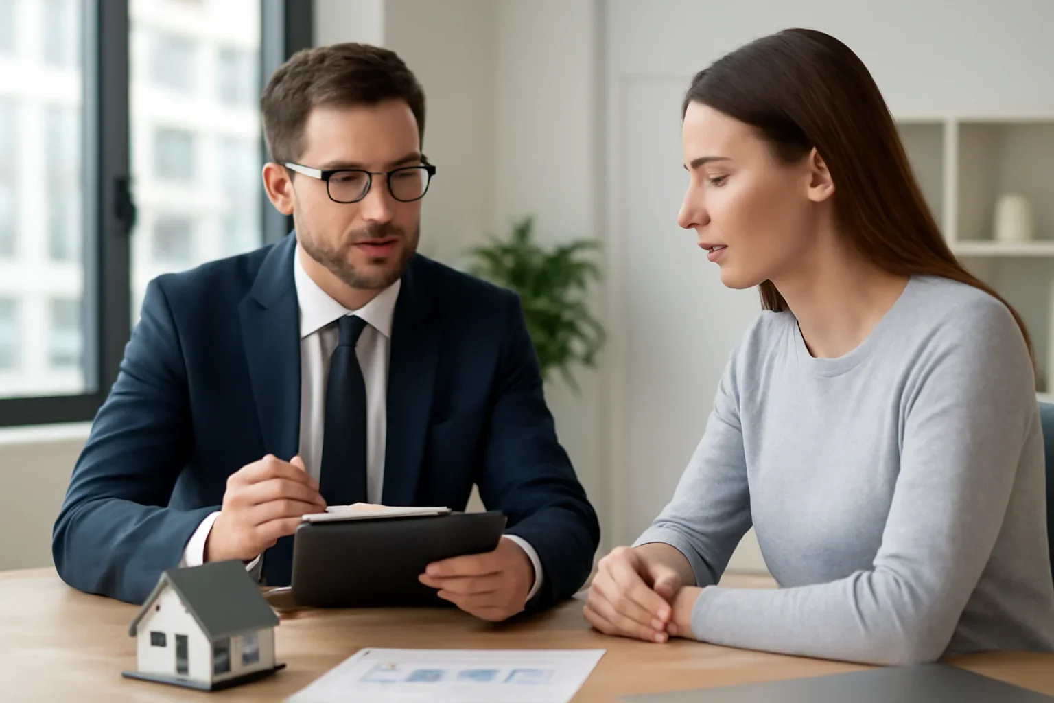 Rate Alerts hero image with advisor and borrower reviewing mortgage strategy