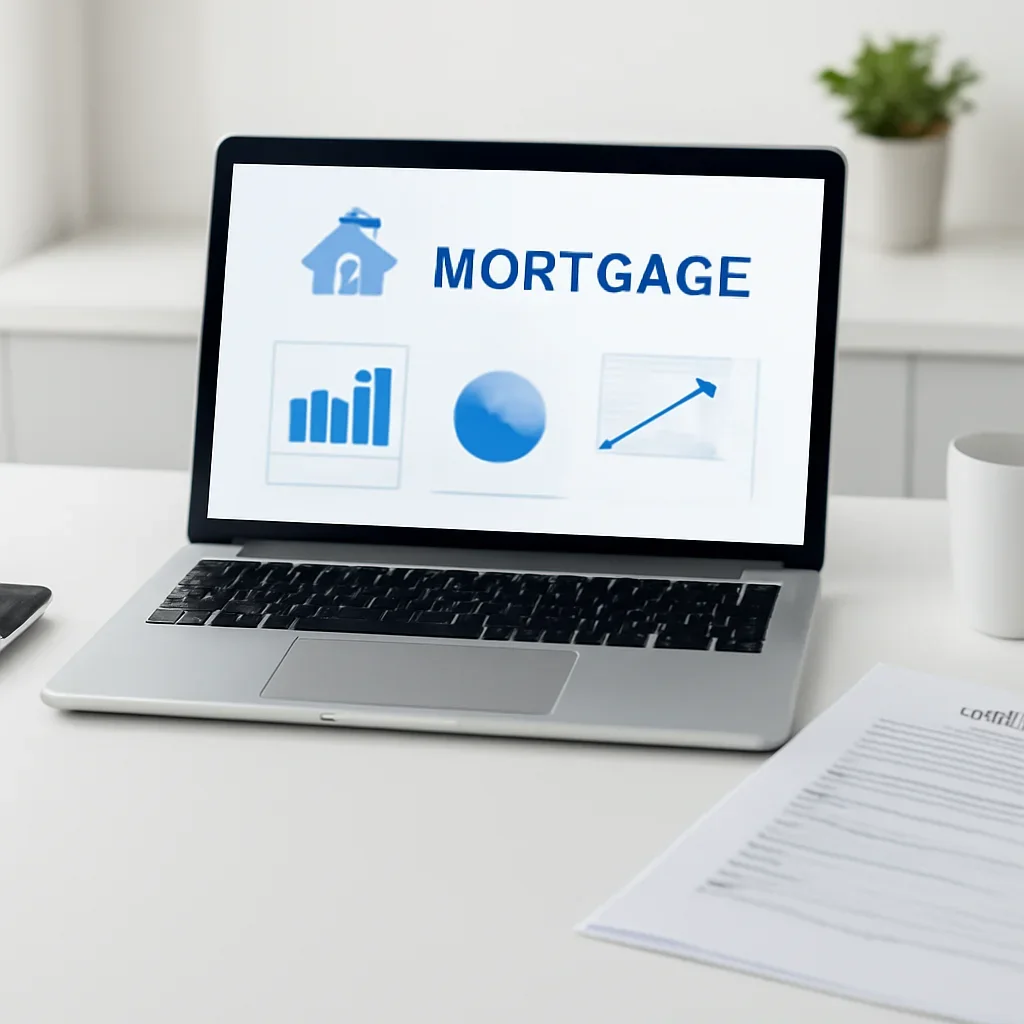 Features supporting image with digital mortgage tools and paperwork