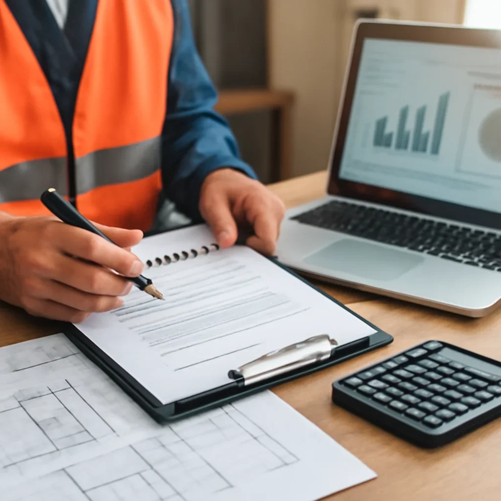 For Builders supporting image with mortgage documents and digital planning tools