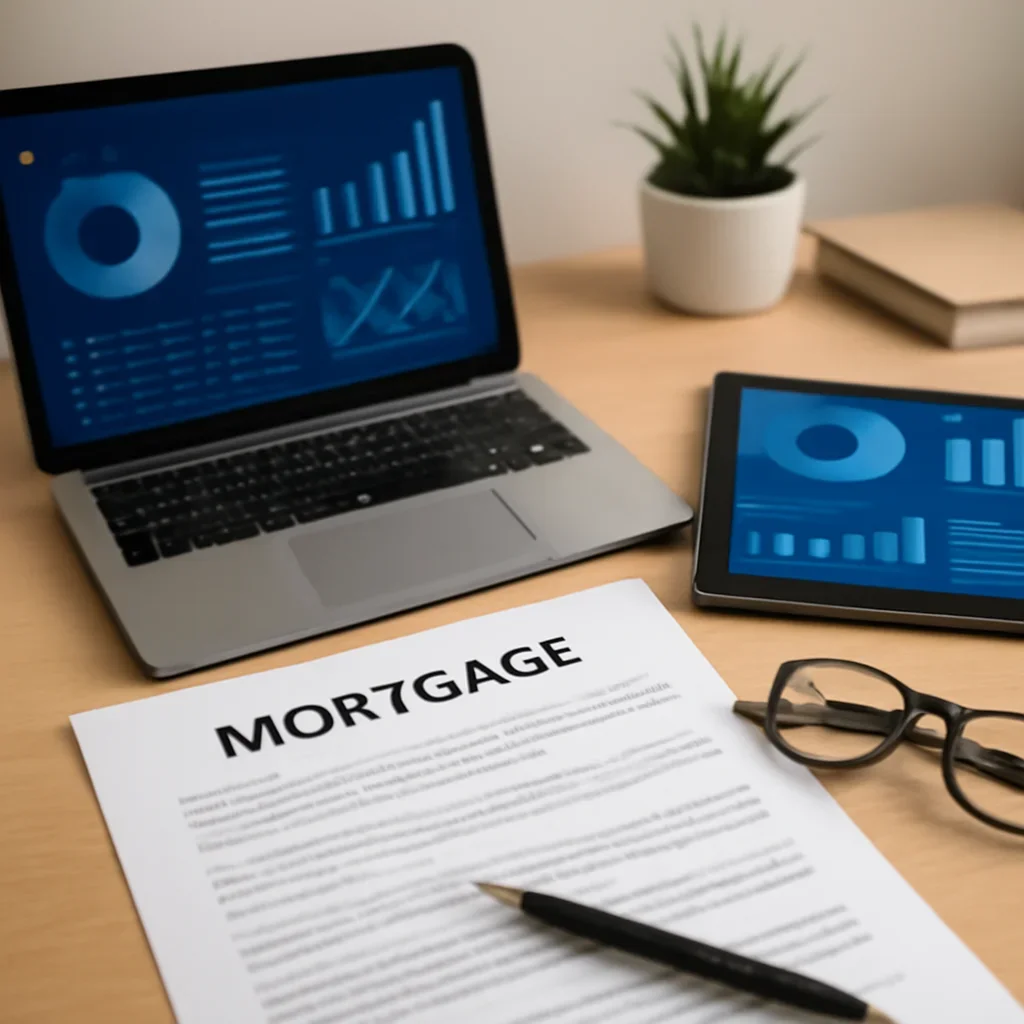 For Realtors supporting image with mortgage documents and digital planning tools