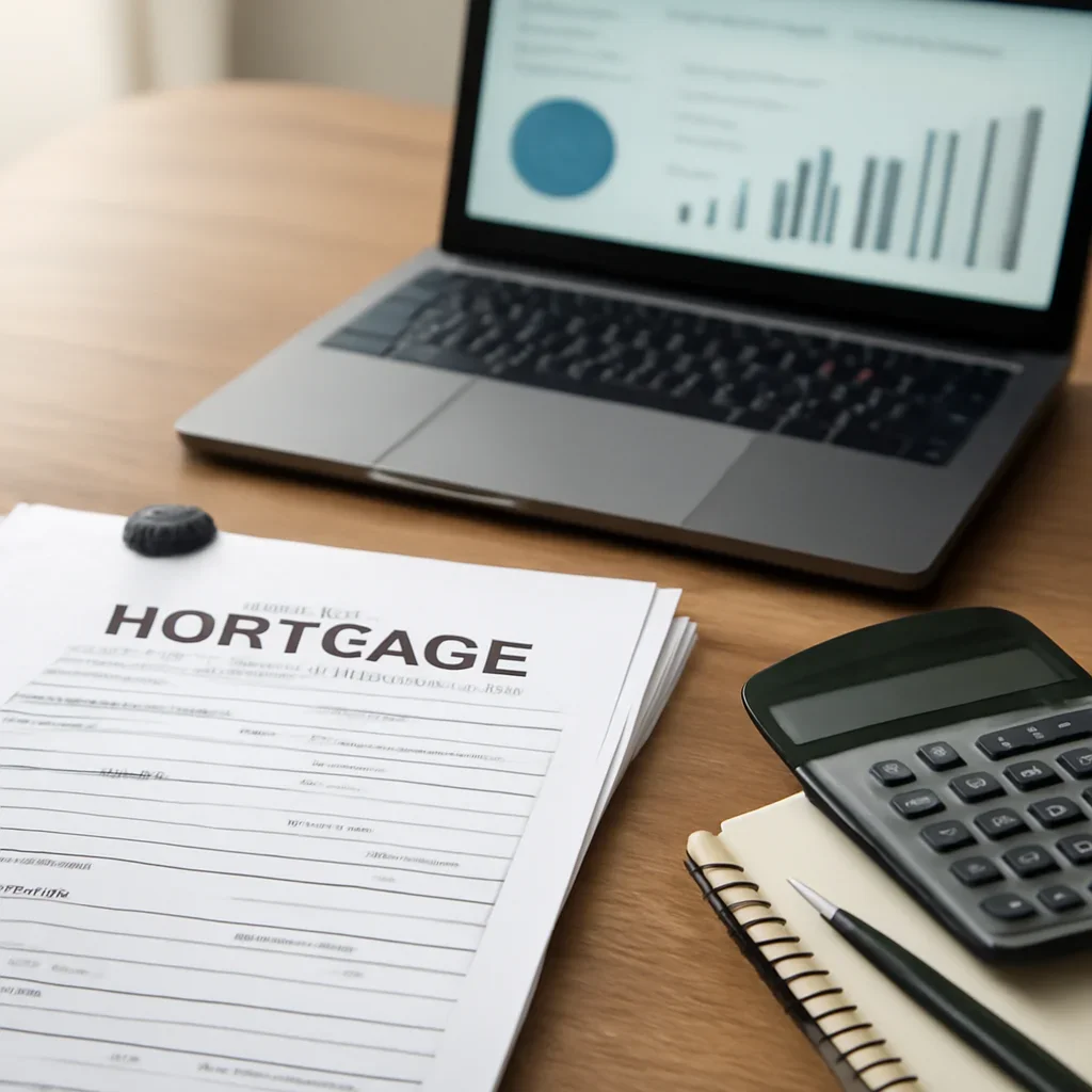 For Self-Employed Professionals supporting image with mortgage documents and digital planning tools