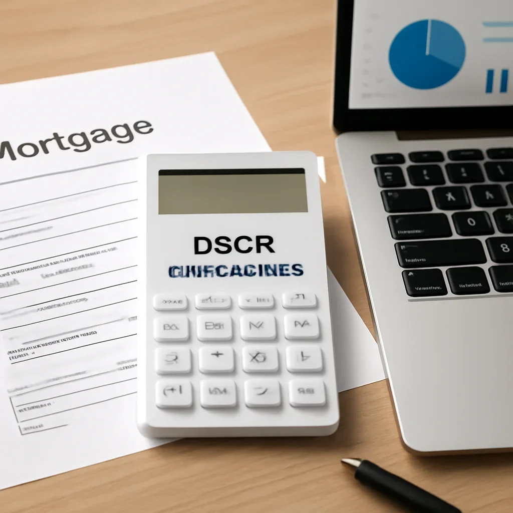 DSCR Calculator supporting image with mortgage documents and digital planning tools
