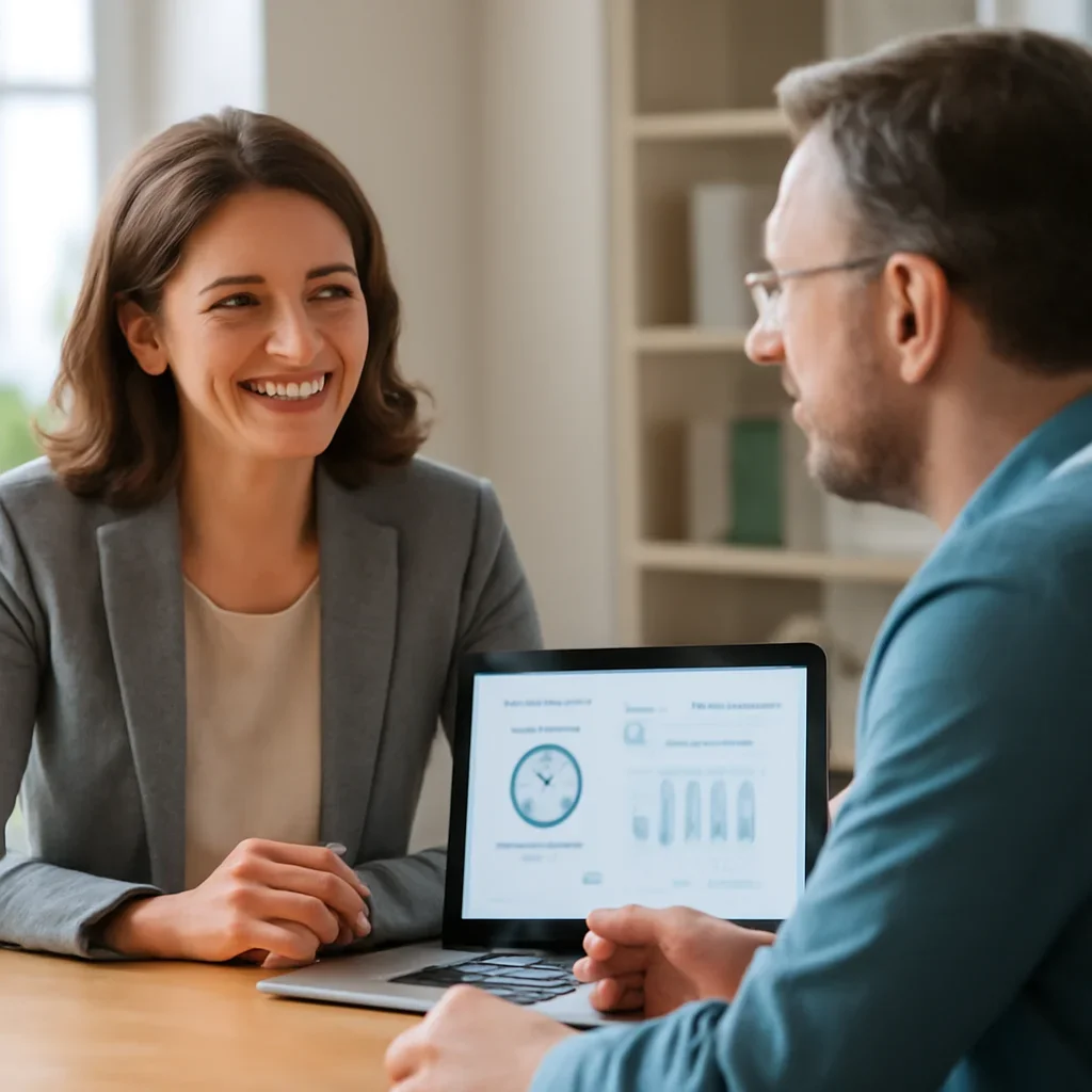 Loan Tracker App consultation image showing a clear next-step meeting
