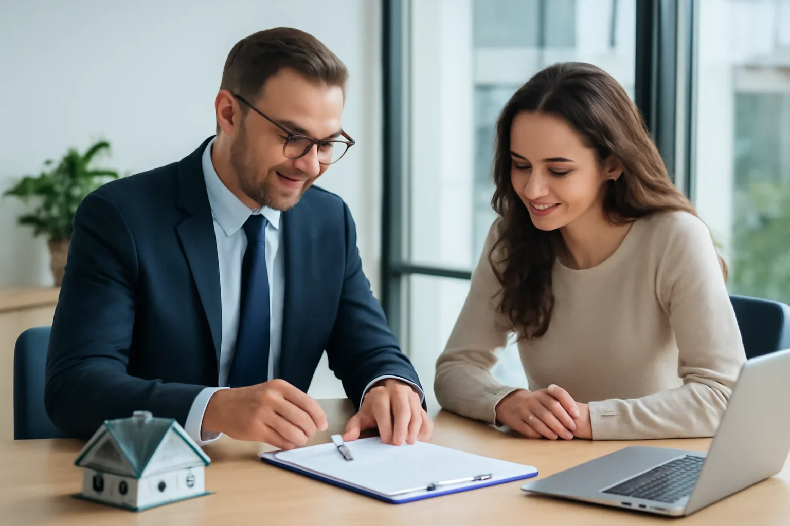 California Mortgage Broker hero image with advisor and borrower reviewing mortgage strategy