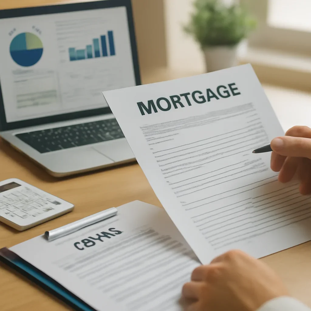 California Mortgage Broker supporting image with mortgage documents and digital planning tools