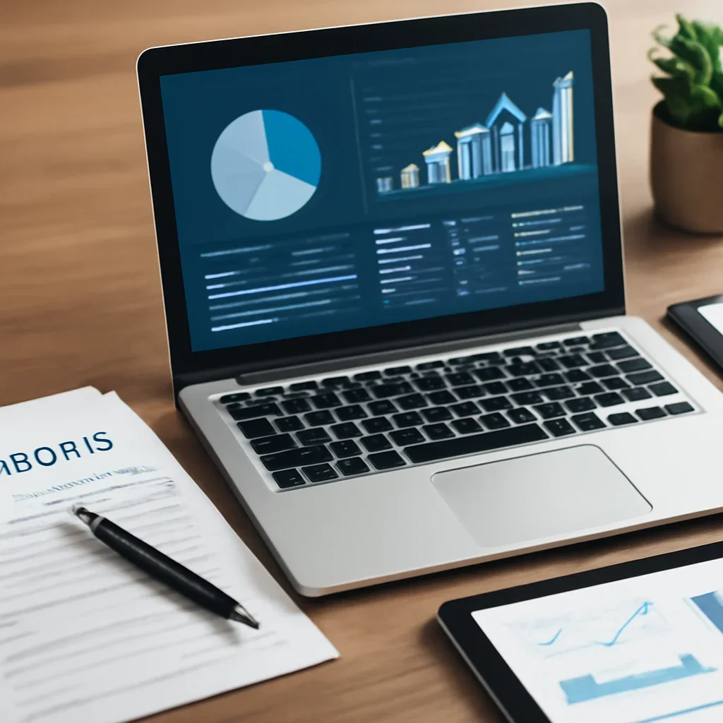 1099 Loan supporting image with mortgage documents and digital planning tools