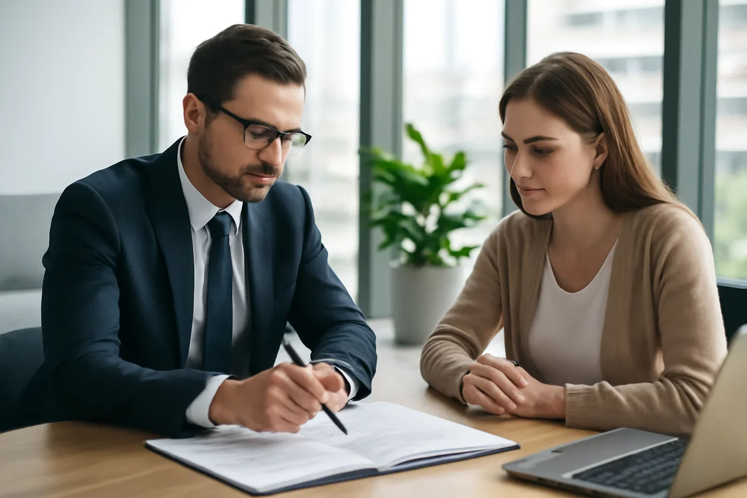 Bridge Loan hero image with advisor and borrower reviewing mortgage strategy