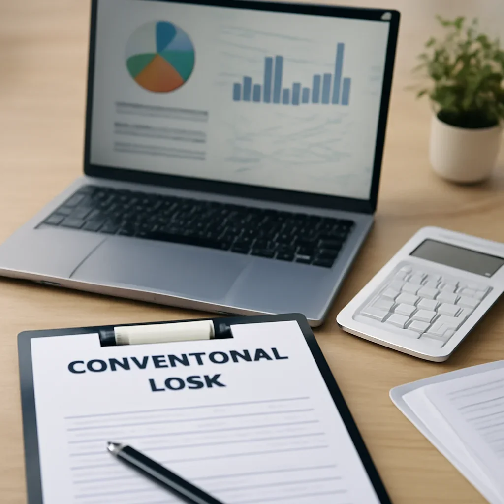 Conventional Loan supporting image with mortgage documents and digital planning tools