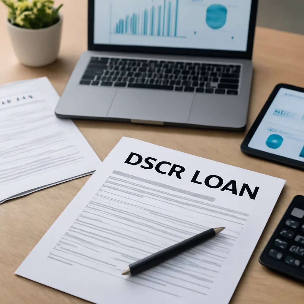 DSCR Loan supporting image with mortgage documents and digital planning tools