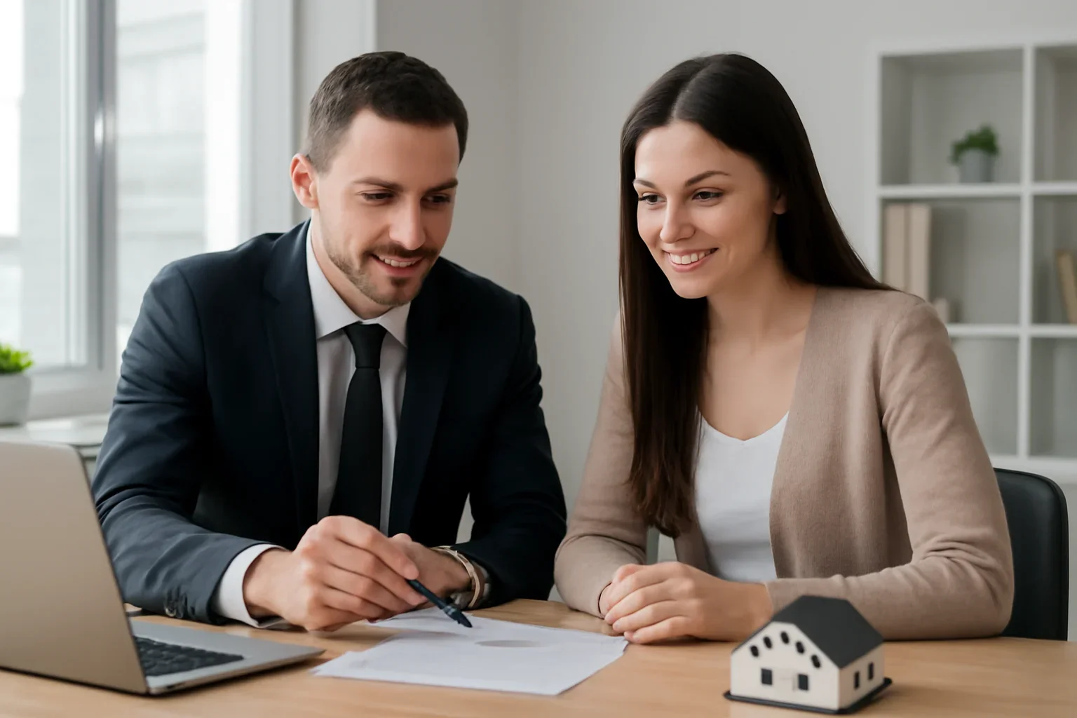 FHA Streamline Refinance hero image with advisor and borrower reviewing mortgage strategy