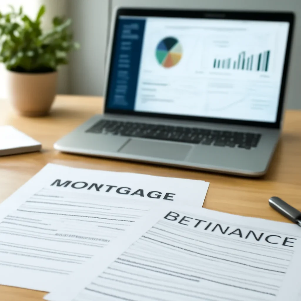 FHA Streamline Refinance supporting image with mortgage documents and digital planning tools