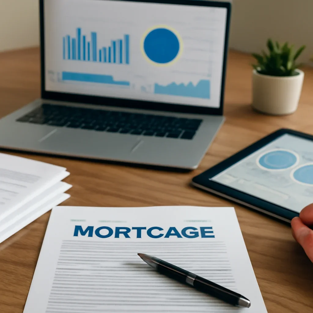 Foreign National Loan supporting image with mortgage documents and digital planning tools