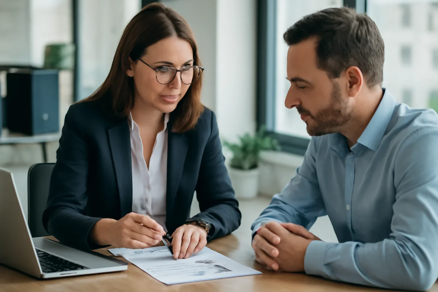 HELOC hero image with advisor and borrower reviewing mortgage strategy
