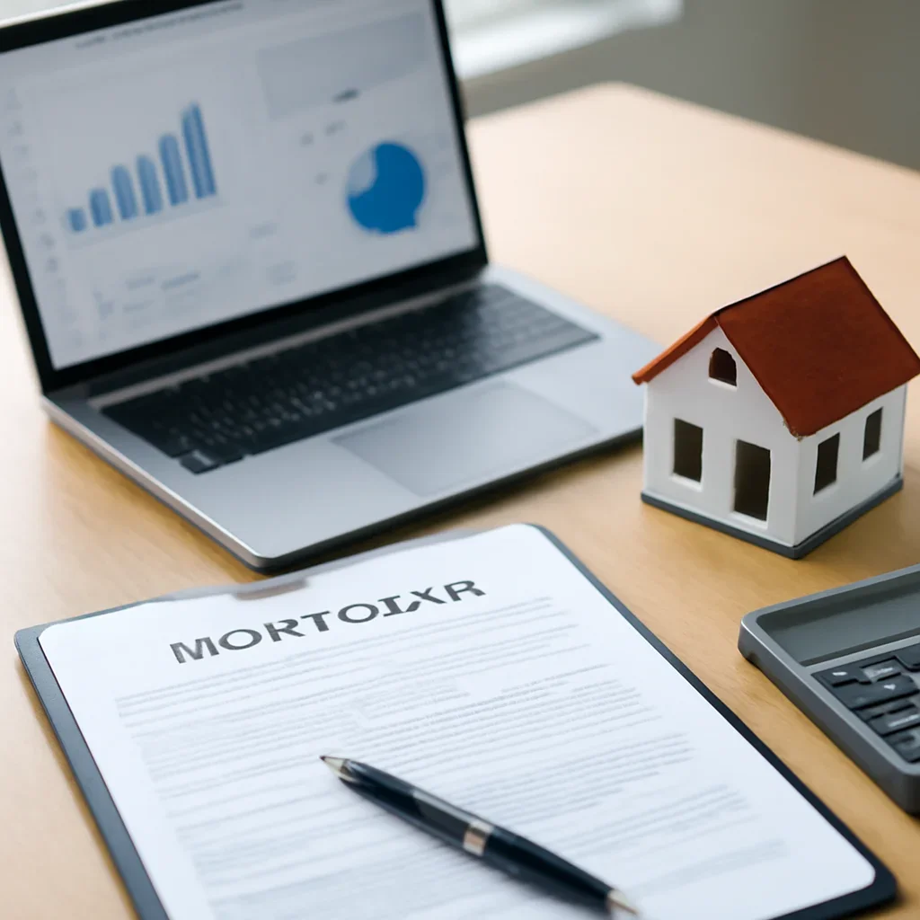 P&L Loan supporting image with mortgage documents and digital planning tools