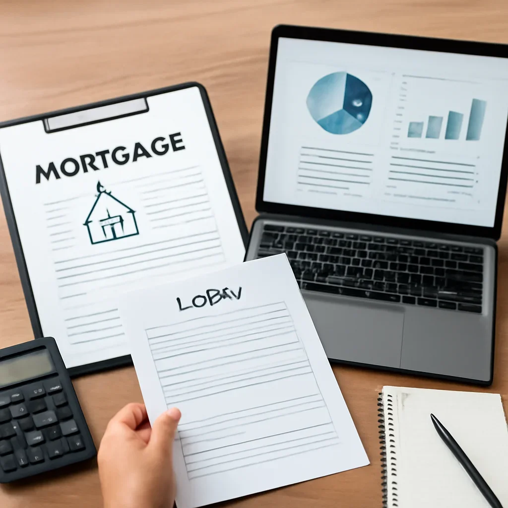 Portfolio Loan supporting image with mortgage documents and digital planning tools