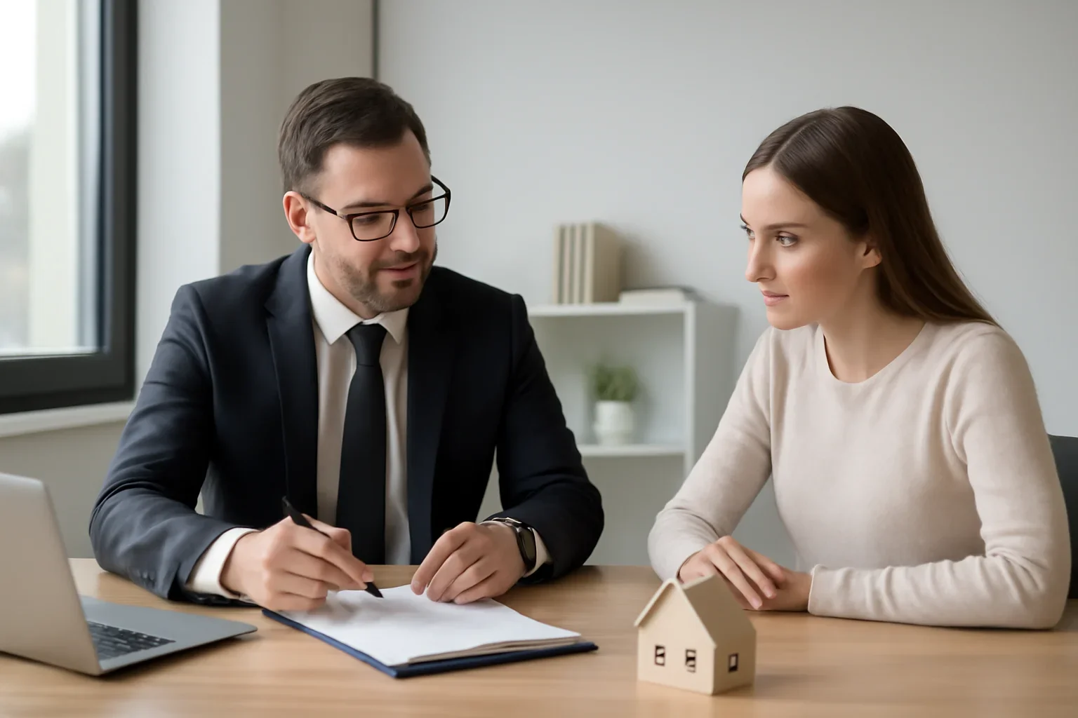 VA Loan hero image with advisor and borrower reviewing mortgage strategy