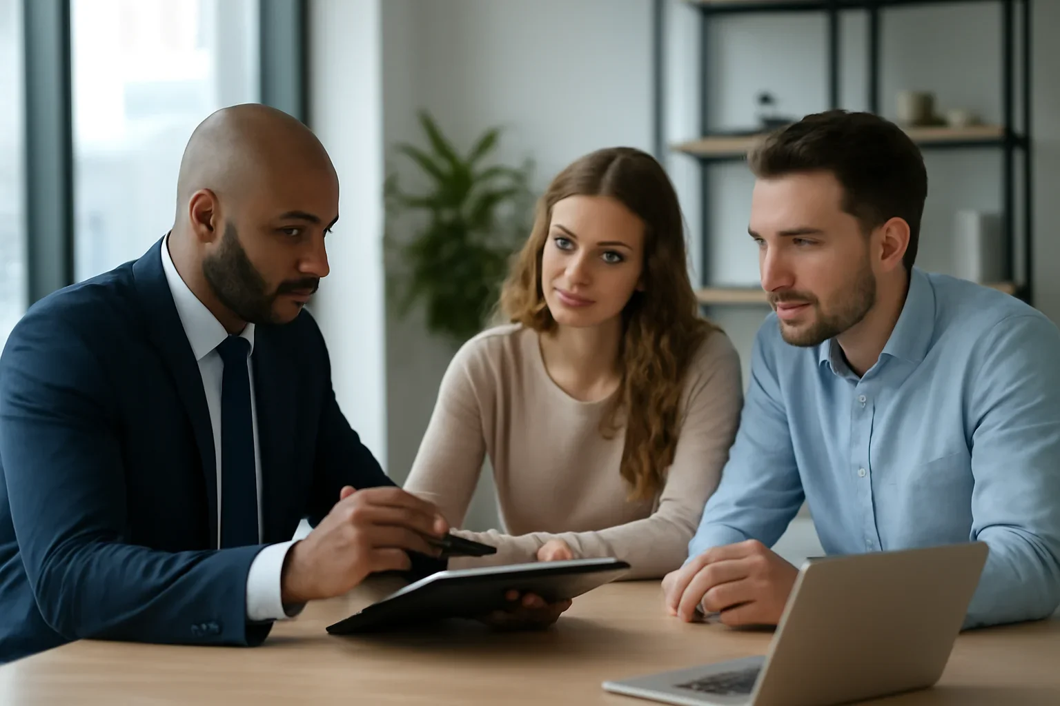 Mortgage Rates & Pricing hero image showing a borrower and advisor reviewing mortgage strategy