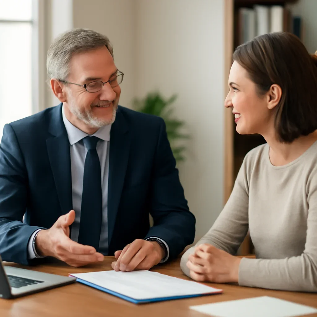 Reviews call-to-action meeting between advisor and client