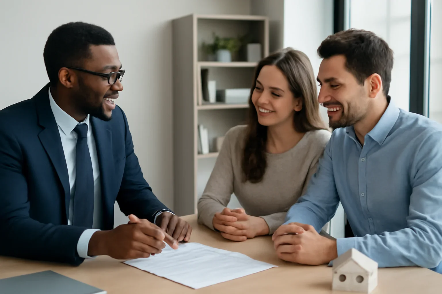 First-Time Home Buyers hero image with advisor and borrower reviewing mortgage strategy