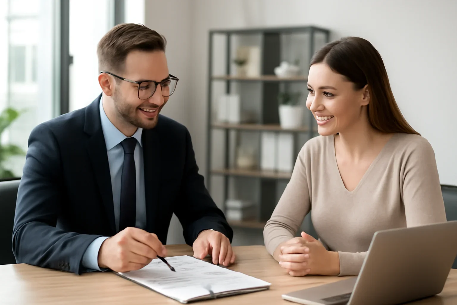 Home Equity Solutions hero image with advisor and borrower reviewing mortgage strategy