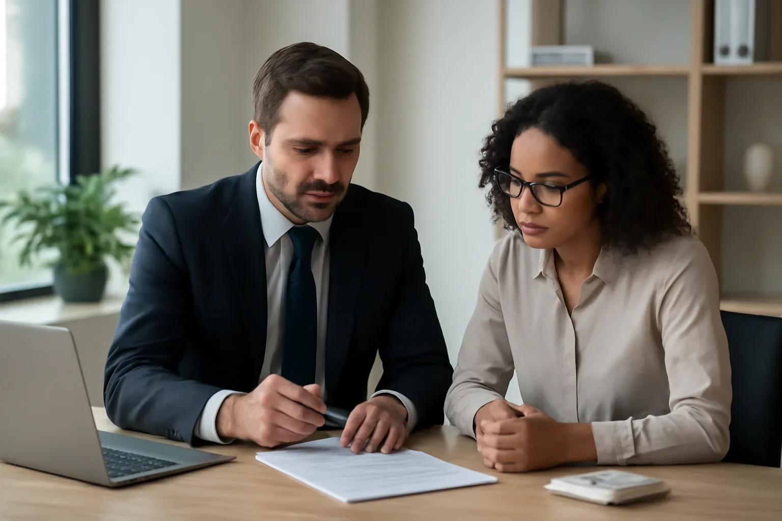 Short-Term Rental Investors hero image with advisor and borrower reviewing mortgage strategy