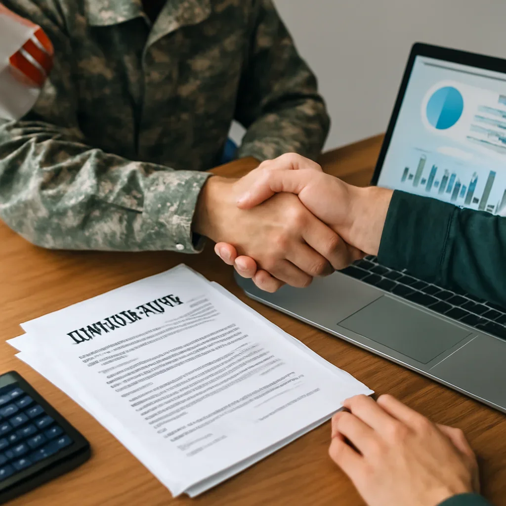 Veterans & Military Buyers supporting image with mortgage documents and digital planning tools